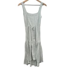 Caution to the Wind  Square Neck Dress Green White Small